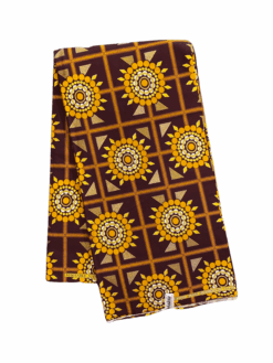 Brown Orange Gold Radiance Glitter Ankara African Print Fabric 6 Yards