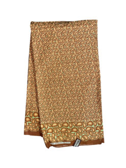 Brown Tan Green Glitter Comma Ankara African Print Fabric 6 Yards