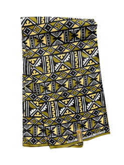 Green Olive Tan Black White Mud Cloth Ankara African Print Fabric 6 Yards