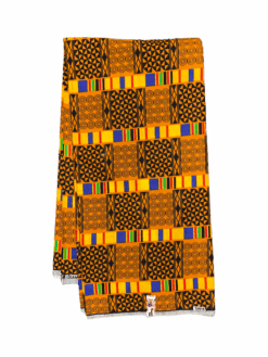 Orange Black Yellow Blue Red Green Yepia Kente Ankara African Print Fabric 6 Yards