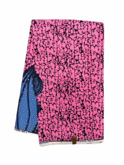 Pink Black Blue White Crackle Ankara African Print Fabric 6 Yards