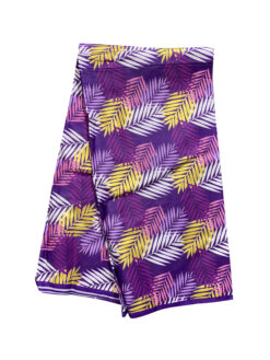 Purple Pink Gold White Thin Leaves Ankara African Print Fabric 6 Yards