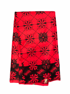 Red Black Cineraria Ankara African Print Fabric 6 Yards