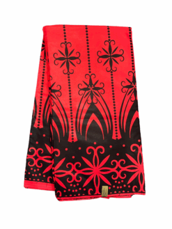 Red Black Plectrum Ankara African Print Fabric 6 Yards