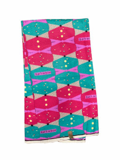 White Pink Blue Purple Yellow Black High Life Ankara African Print Fabric 6 Yards