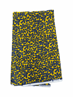 Yellow Blue Black Glitter Buto Ankara African Print Fabric 6 Yards