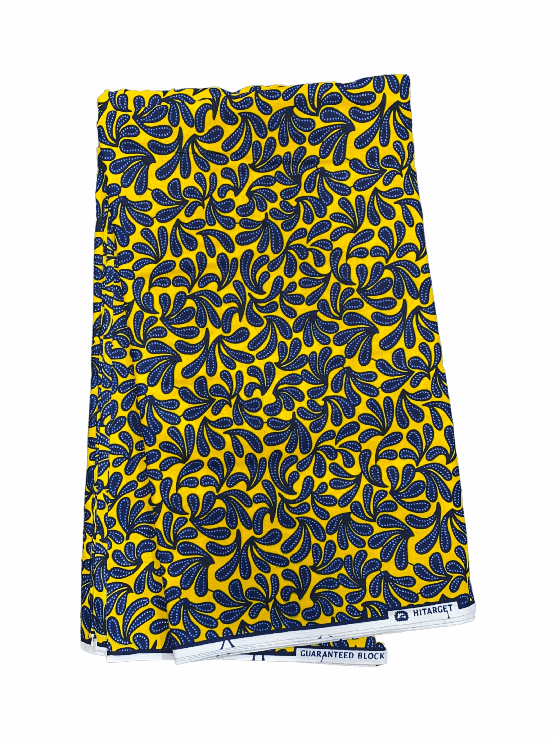 Yellow Blue Black Glitter Buto Ankara African Print Fabric 6 Yards