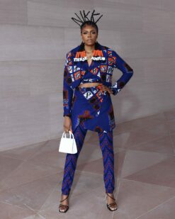 Back To School Ankara African Print 4 Piece Suit Set Blazer Crop Top Skirt Pants