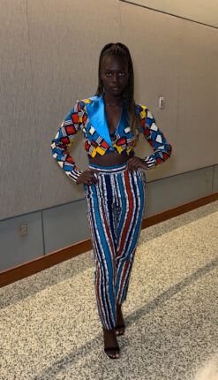 Atinuke Cropped Blazer High Waisted Pants Ankara African Print Set