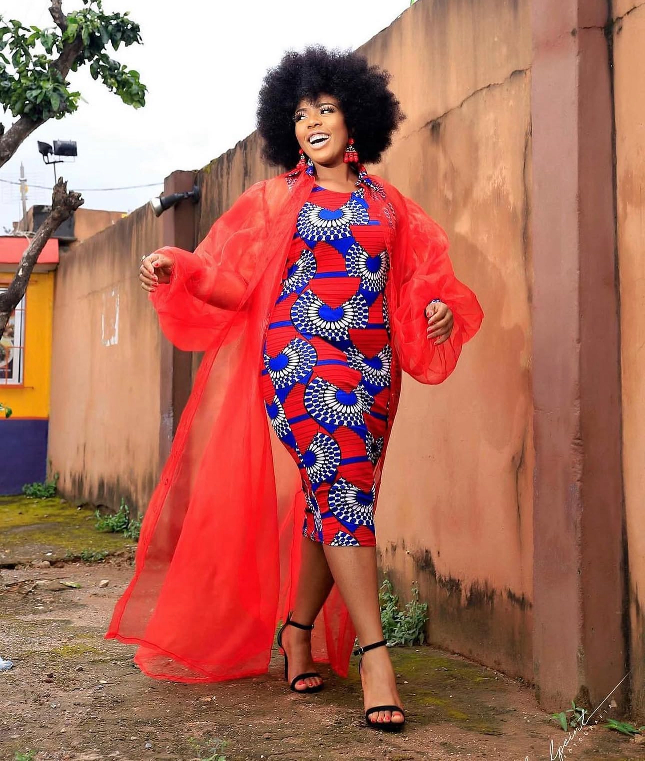 Bimpe Dress Duster Jacket Stretchy Organza Ankara African Print Set