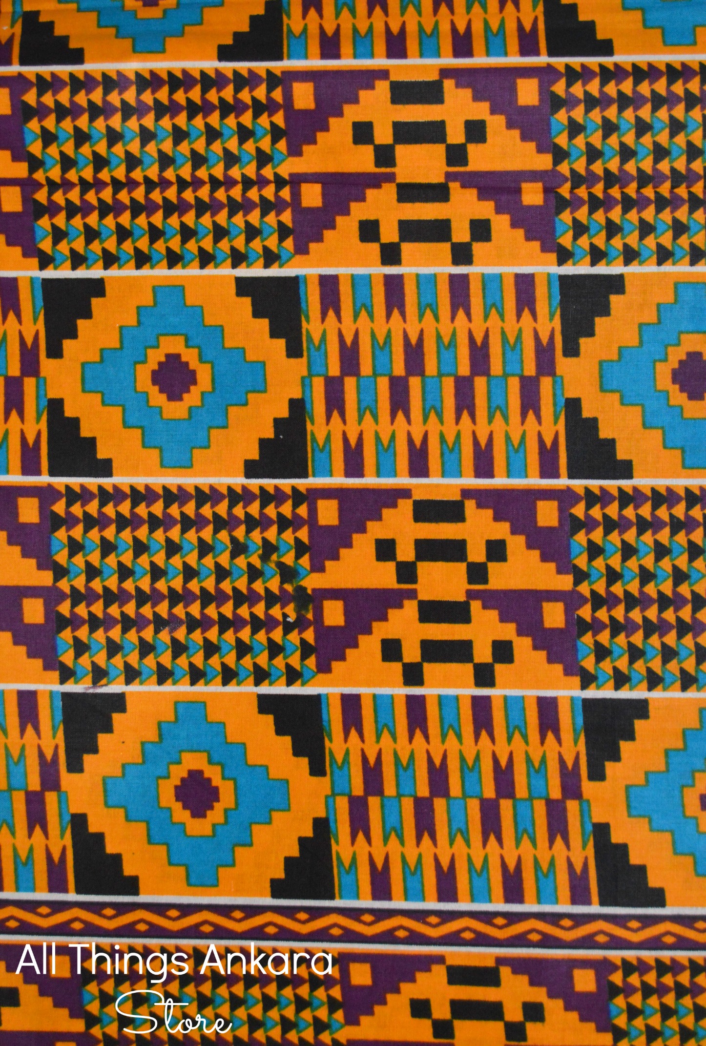 Fabric of The Day: Orange, Teal, Purple & Black Kente Prints